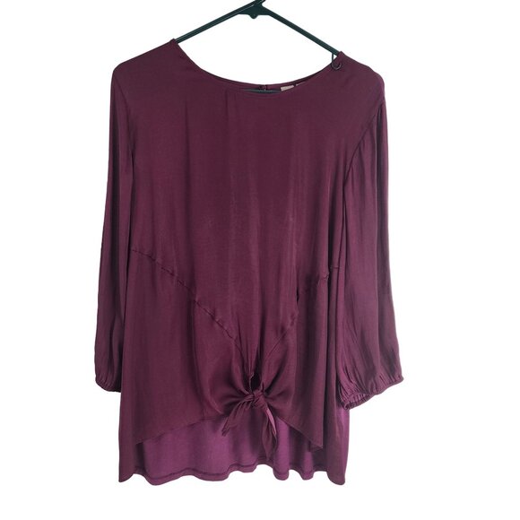Dolan Left Coast Collection Womens XL Burgundy Knotted Front Blouse - Picture 1 of 16